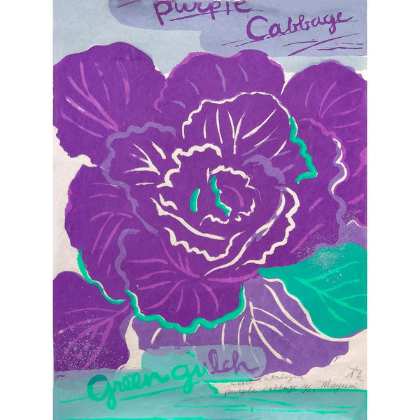 Mayumi Oda Artist Green Gulch Seed Catalog, Purple Cabbage Mayumi Oda